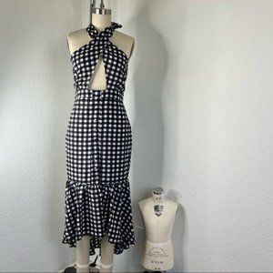 Nasty Gal Gingham Your Best Halter Dress Midi